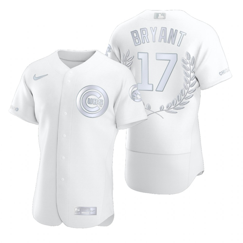 Chicago Cubs #17 Kris Bryant Men Nike Platinum MLB MVP Limited Player Edition Jersey